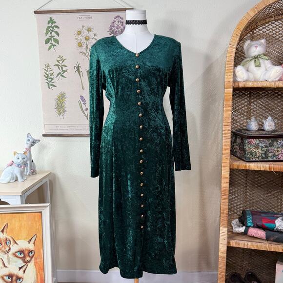 Vintage Dresses & Skirts - Vintage 80 90s Velvet Lace Up Back Dress Whimsigoth Witchy Romantic Goth Fairy M